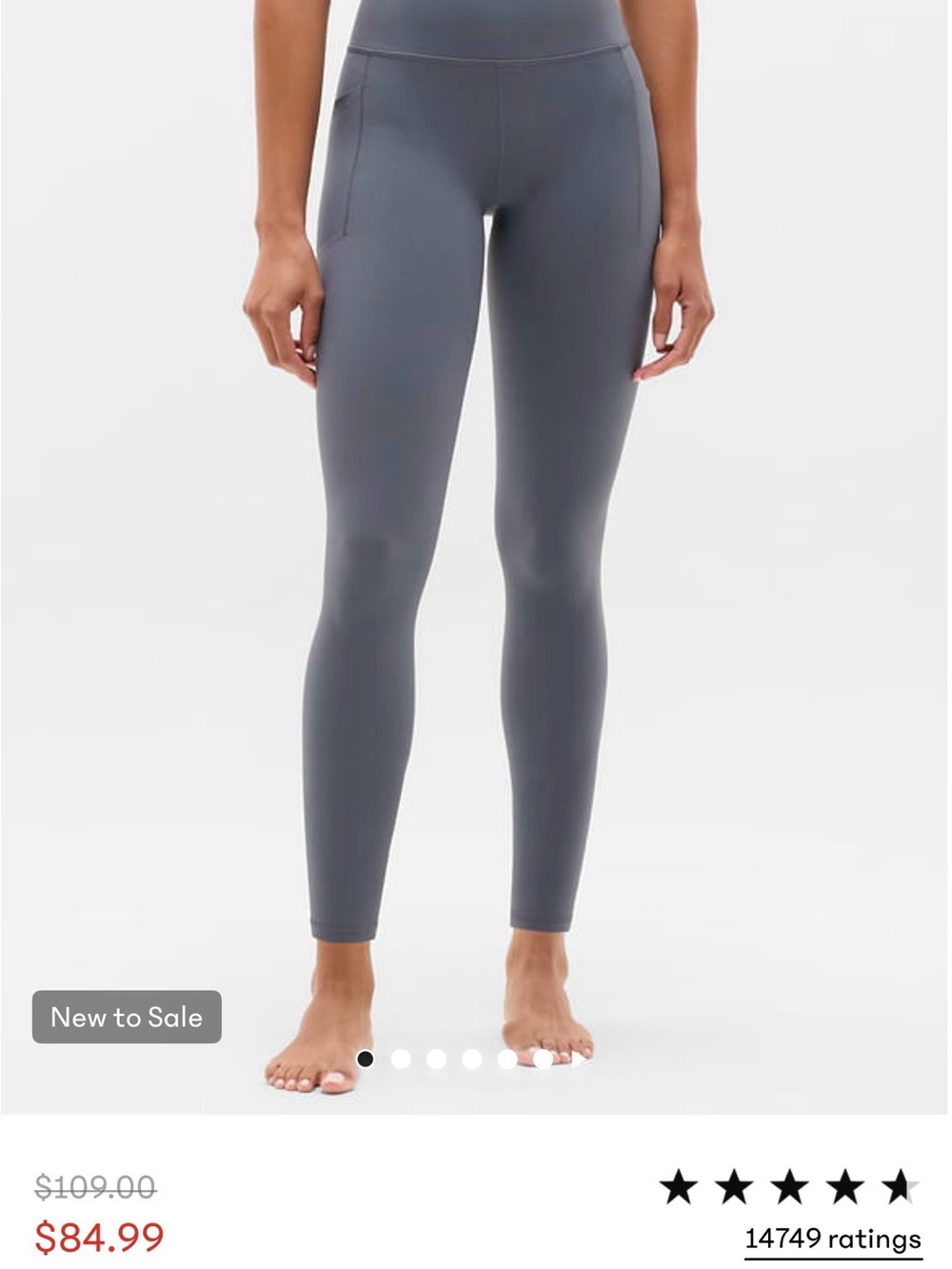 Athleta Salutation Stash High-Waist 7/8 Leggings — Gray
